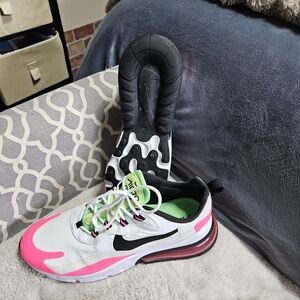 Nike Men’s Athletic Shoes White/Black/Pink with Green Accents